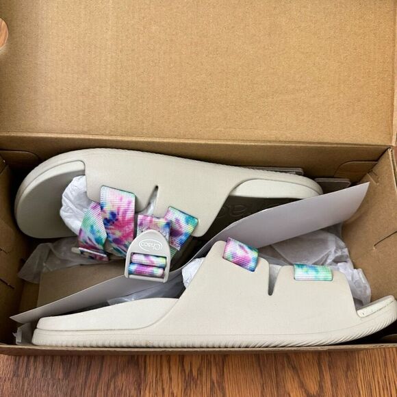 Chaco Chillos Slide Sandals Light Tie Dye Beige Size 9 - Picture 2 of 9